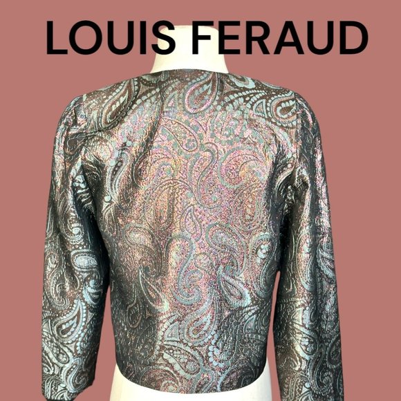 VINTAGE LOUIS FERAUD PAISLEY LAME CROPPED FITTED JACKET (SZ 6) (EUC) - Picture 5 of 9